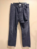 Agolde Black Straight-Leg Jeans with Knee Slit