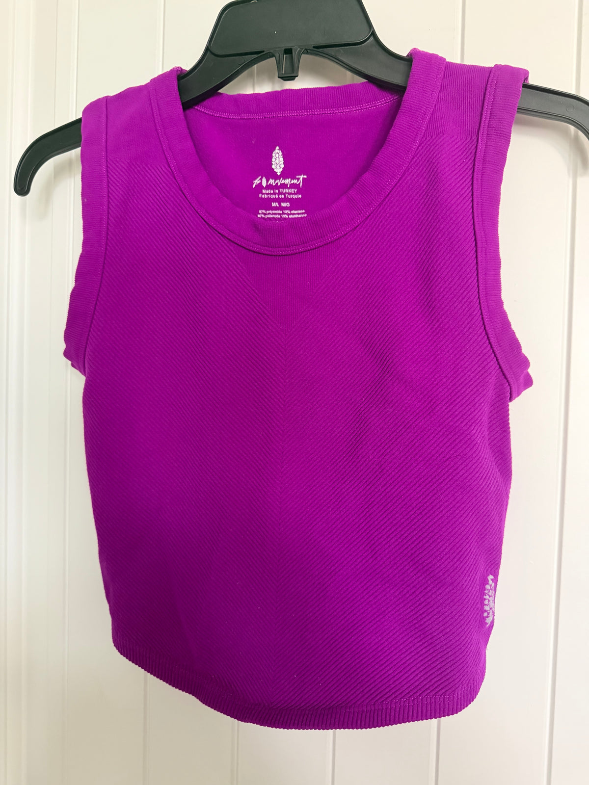 Free People FP Movement Purple Seamless Crop Tank Top M/L Ribbed Activewear