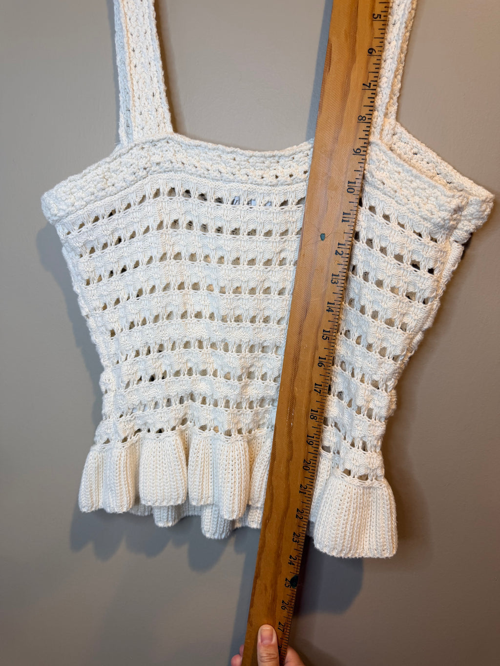 J. Crew White Crochet Peplum Camisole