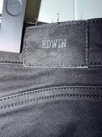 EDWIN Bree Black High Rise Straight Jeans Raw Hem Size 31