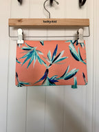 Rachel Pally Peach Floral Fold-Over Clutch with Teal Accents