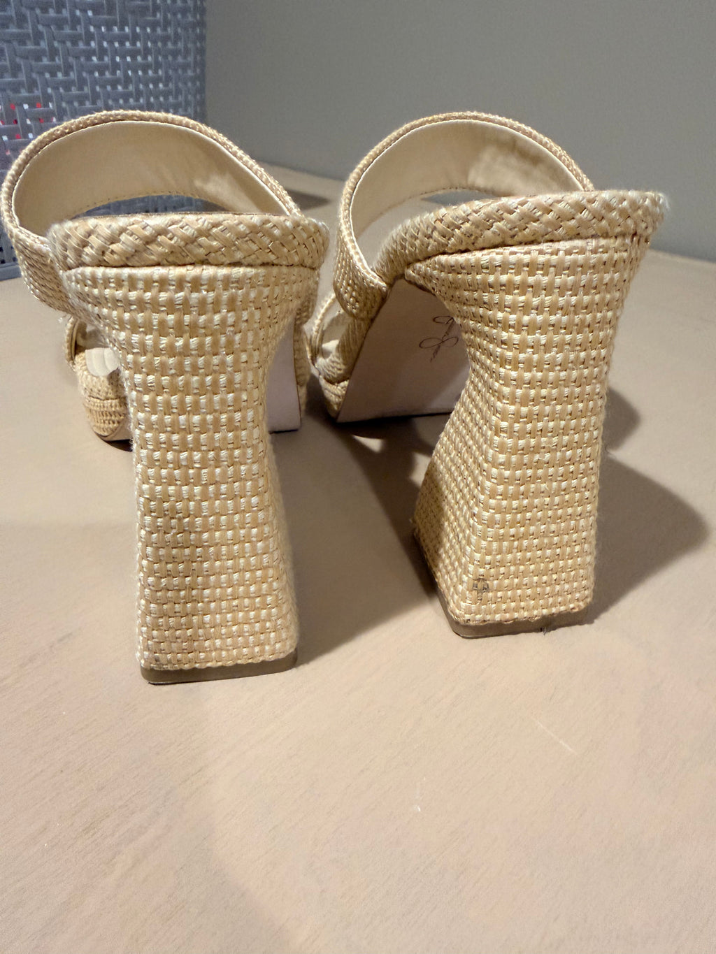 Jessica Simpson Woven Double-Strap Block Heel Sandals - Cream