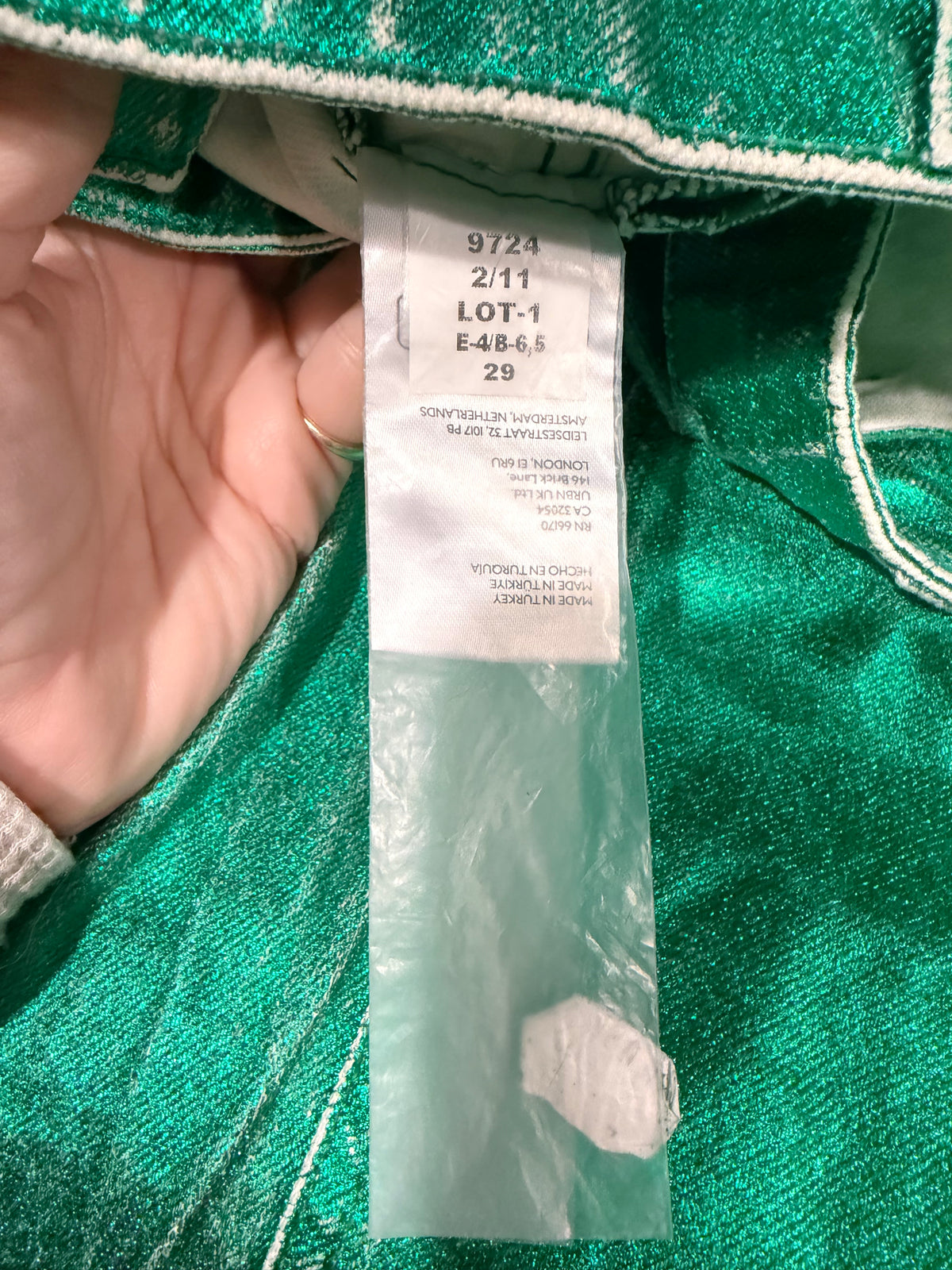 Free People Sample Barrel Jeans Green Wide Leg Size 29 Rare