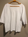 Eileen Fisher White Organic Cotton Scoop Neck 3/4 Sleeve Top Large