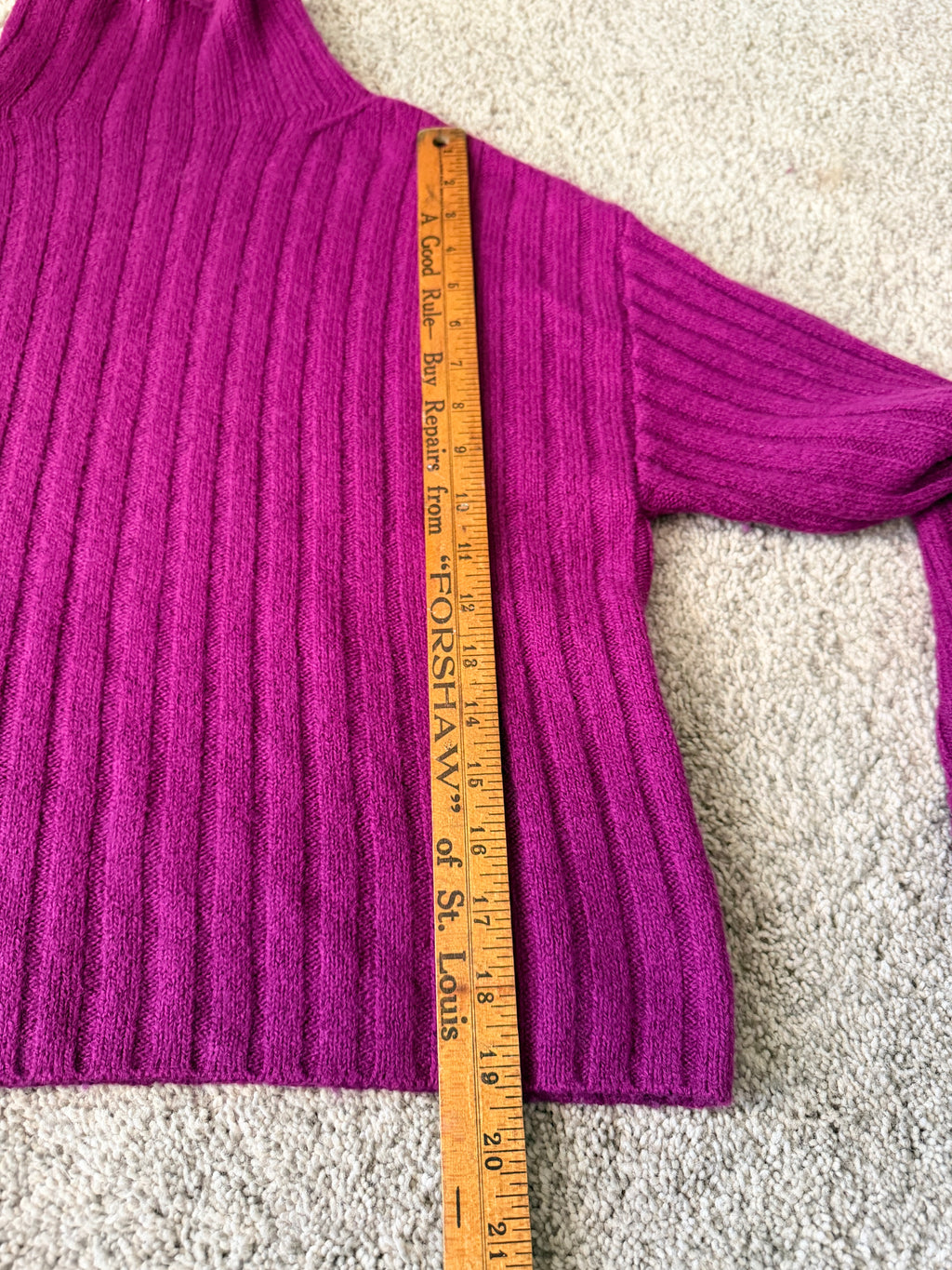 Open Edit Ribbed Turtleneck Sweater XS Magenta Pink Wool Blend Oversized