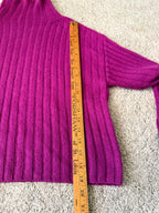 Open Edit Ribbed Turtleneck Sweater XS Magenta Pink Wool Blend Oversized