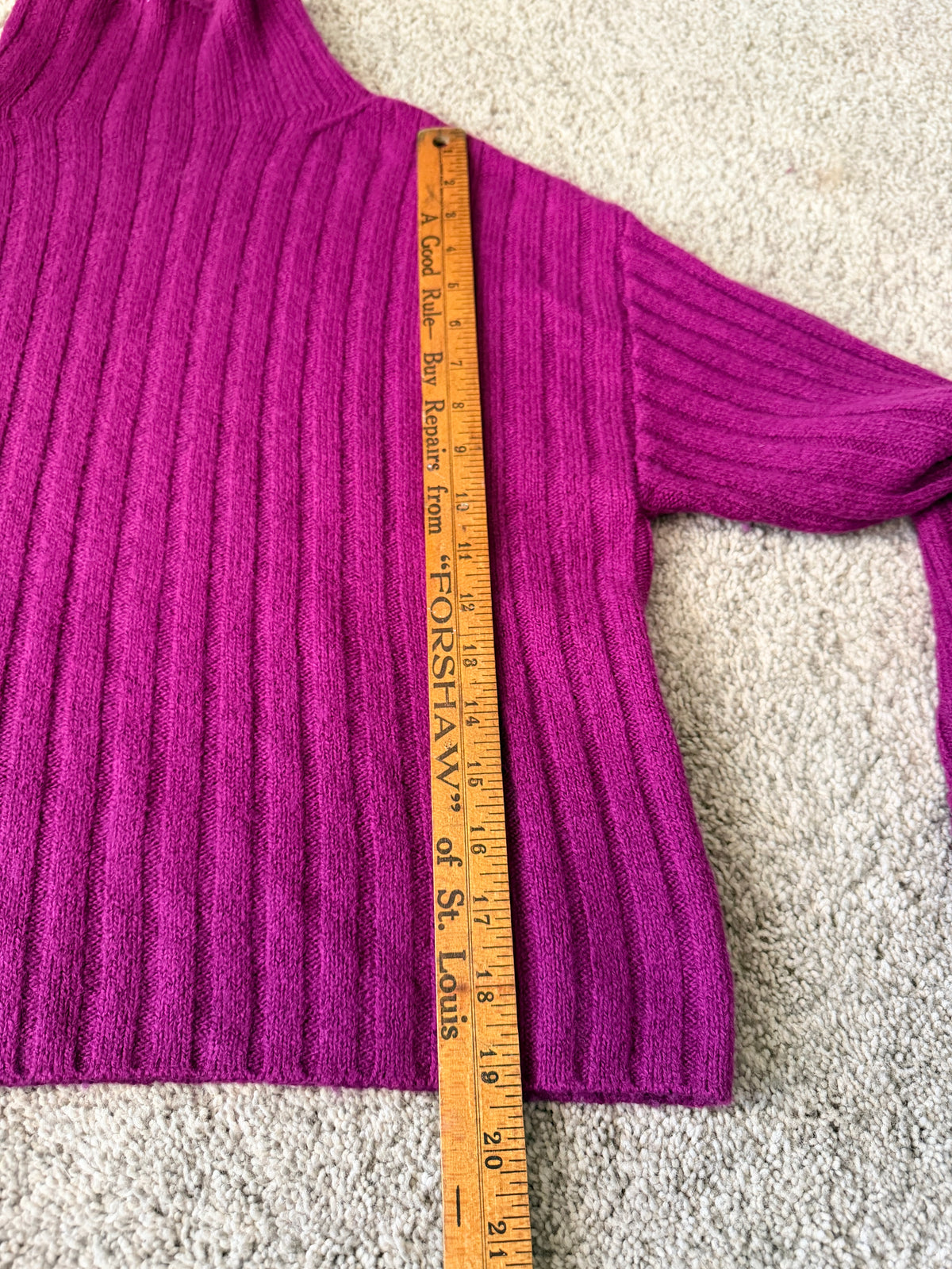 Open Edit Ribbed Turtleneck Sweater XS Magenta Pink Wool Blend Oversized