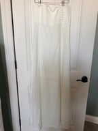 SHEIN White Maxi Dress with Light Blue Floral Print and Tie Shoulders