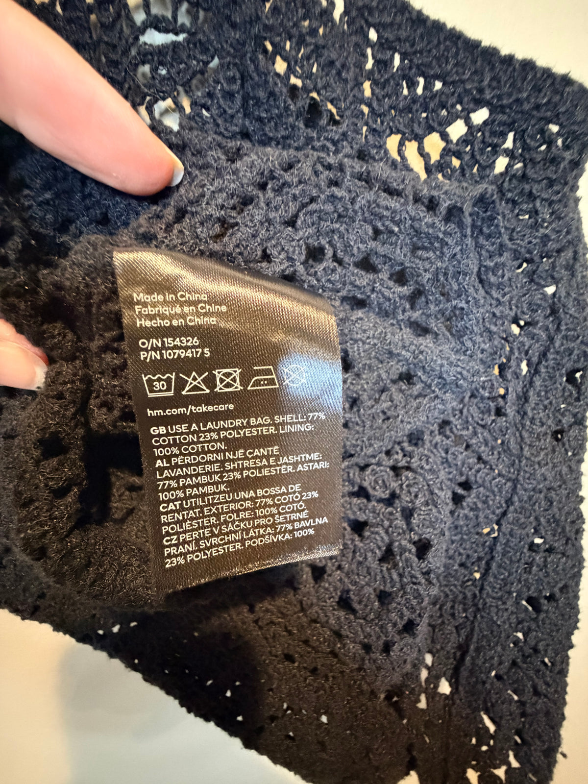 H&M Black Crocheted Tie-Shoulder Camisole