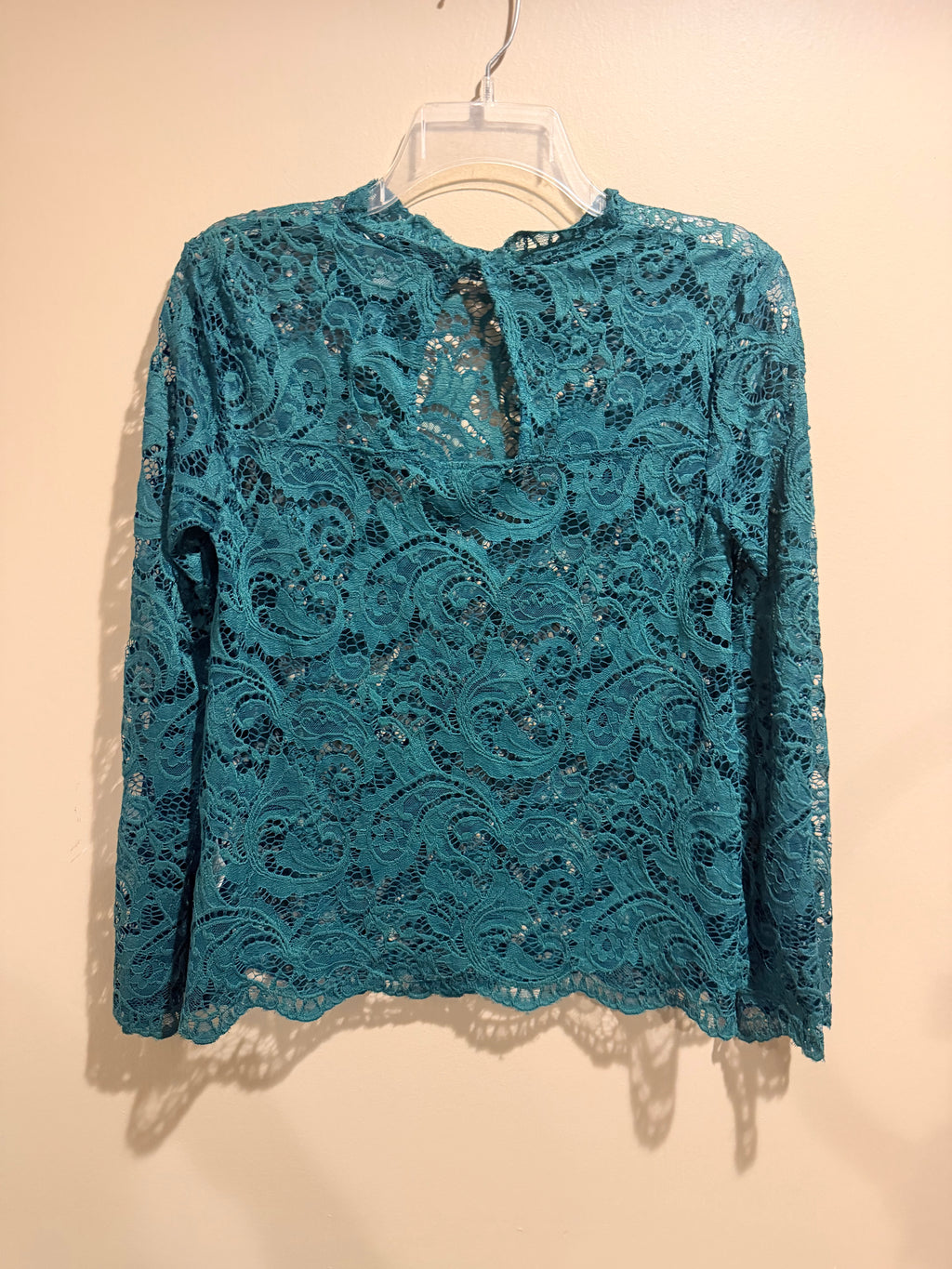 Cato Teal Lace Long Sleeve Blouse