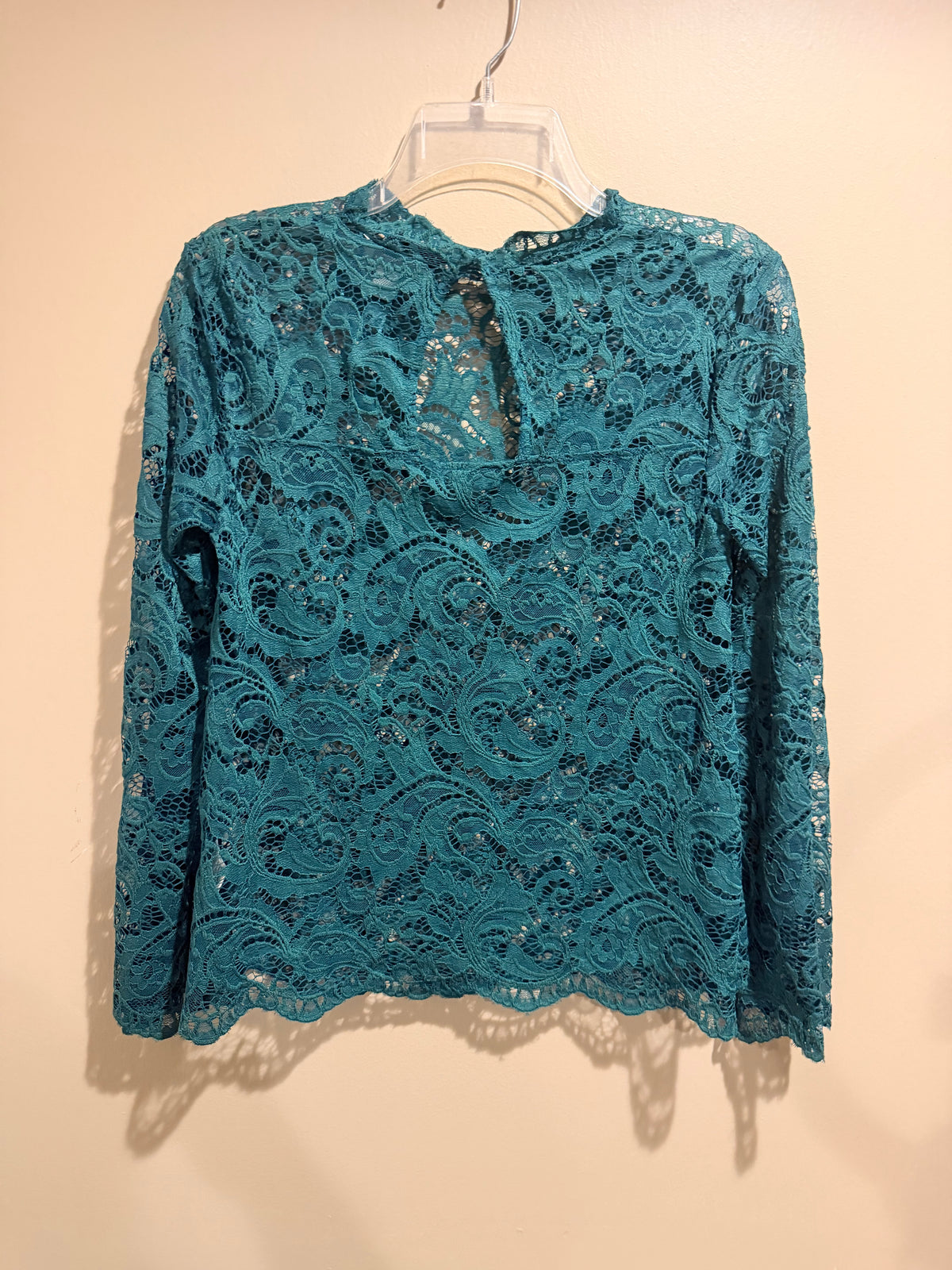 Cato Teal Lace Long Sleeve Blouse