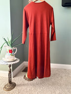 Soft Surroundings Large Rust Ribbed Ring Detail Wrap Maxi Dress Long Sleeve