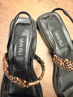 Vaneli 8.5 S Leopard Tortoise Slingback Sandals Leather Y2K Vintage