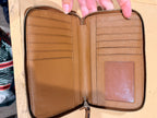 Coach Brown Leather Zip Around Wristlet Wallet Card Holder