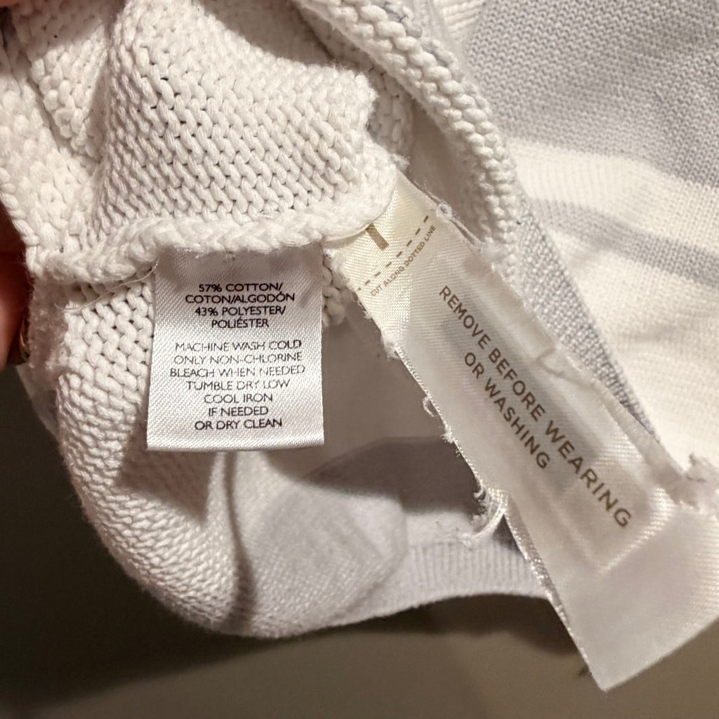 Lou & Grey Striped Crewneck Sweater - White & Light Gray