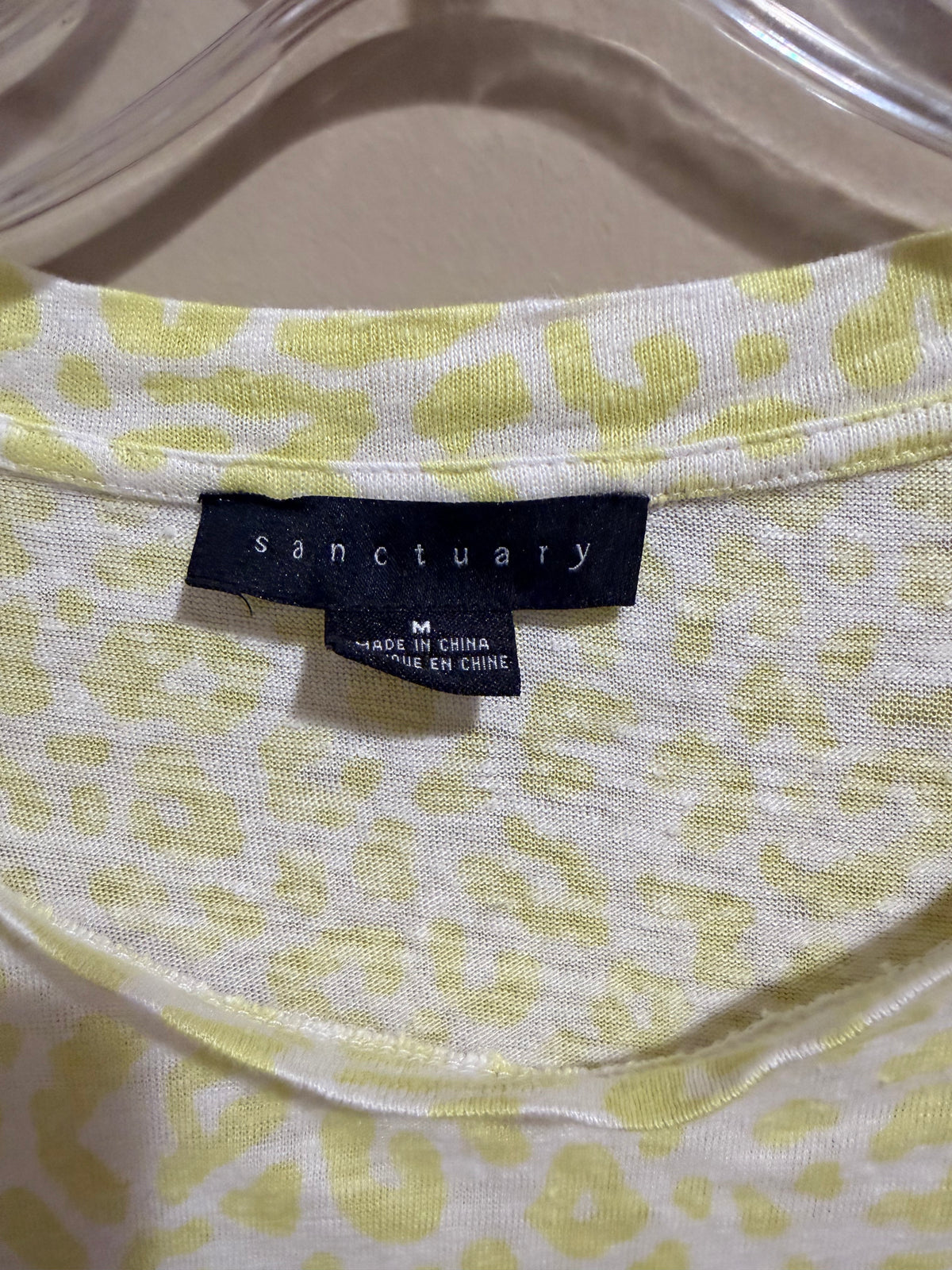 Sanctuary Pale Yellow LINEN Leopard Print Short Sleeve Tee