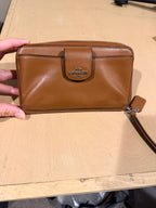 Coach Brown Leather Zip Around Wristlet Wallet Card Holder