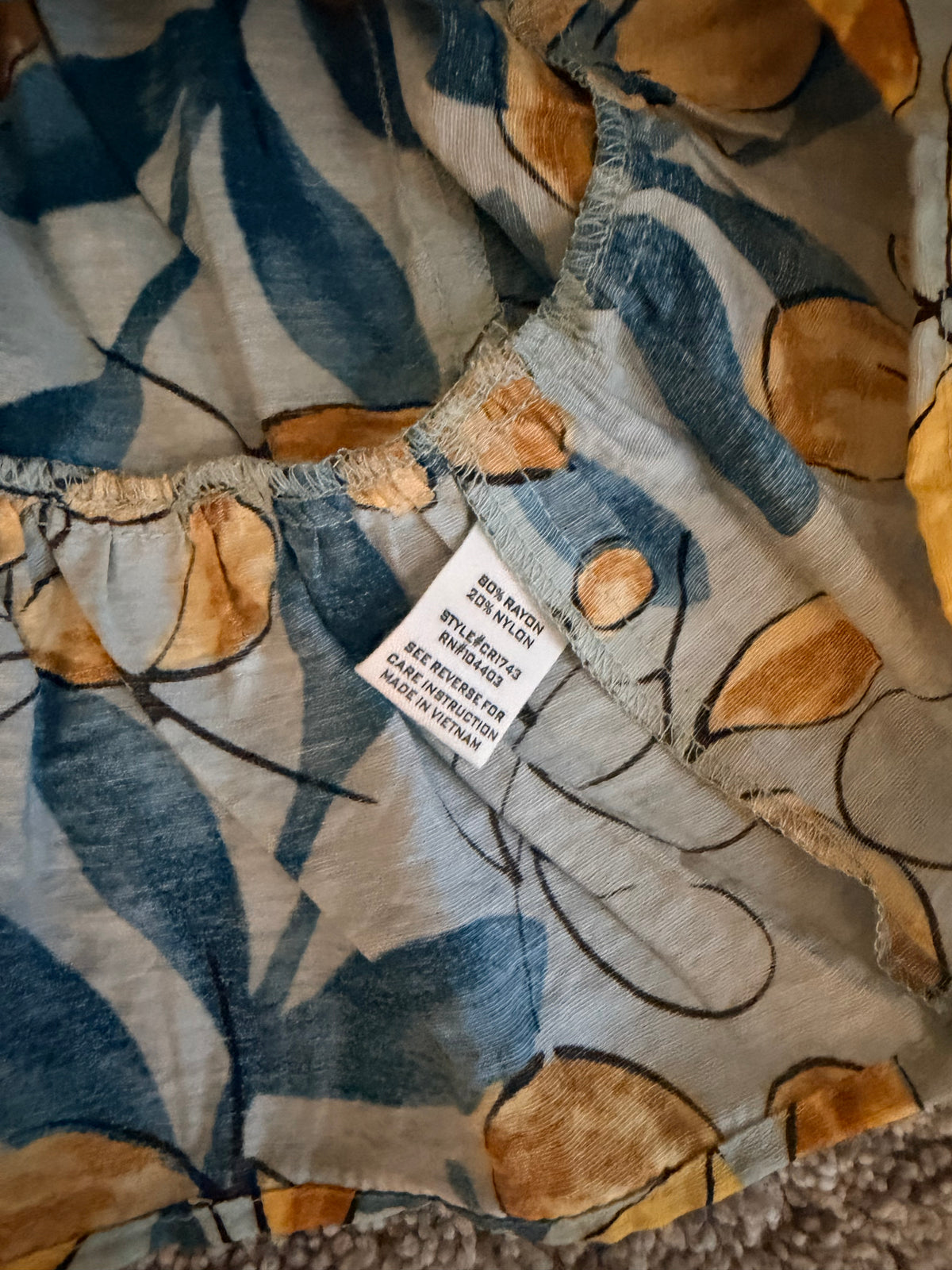 mine Blue & Yellow Leaf-Print Tie-Strap Camisole