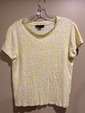 Sanctuary Pale Yellow LINEN Leopard Print Short Sleeve Tee