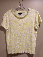 Sanctuary Pale Yellow LINEN Leopard Print Short Sleeve Tee