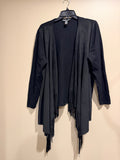 INC International Concepts 1X Black Faux Suede Fringe Open Front Cardigan