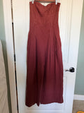 Anthropologie 100% Linen Strapless Wide Leg Jumpsuit Rust 6