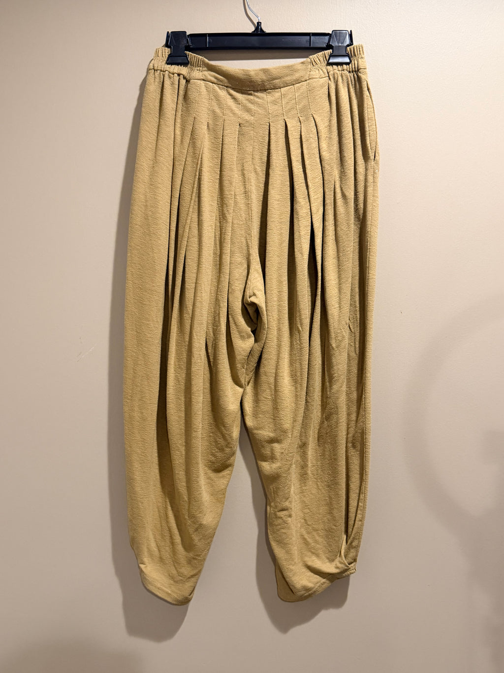 Free People Mustard green Pleated Harem Pants Slouchy Boho Size M