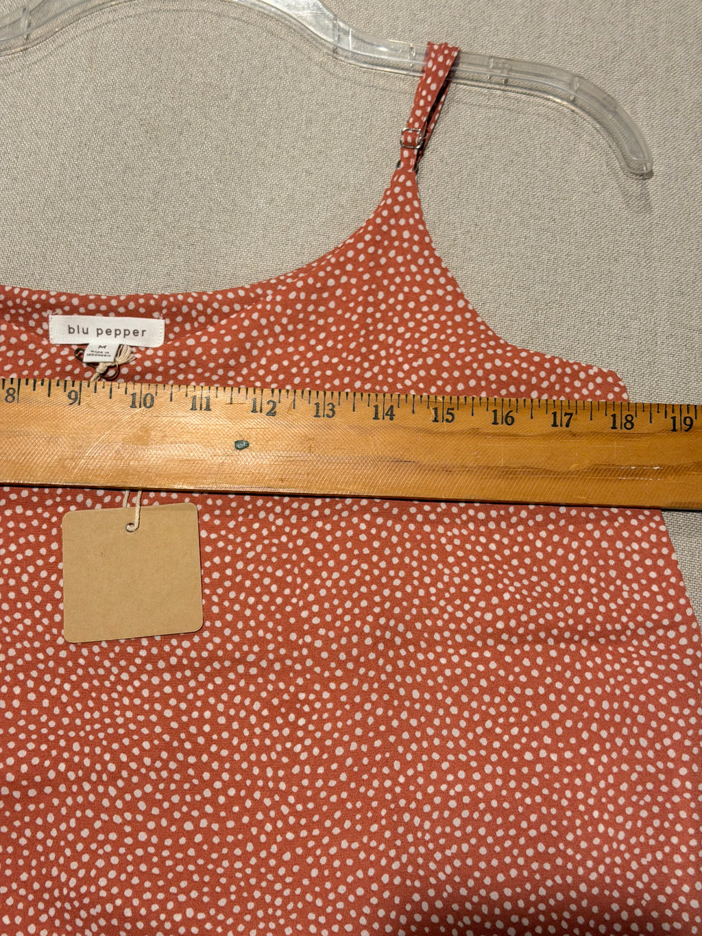Blu Pepper Coral-Pink Polka Dot Camisole with Adjustable Straps