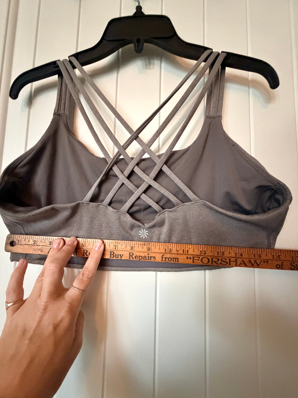 Athleta Gray Strappy Criss Cross Back Tank Built In Bra