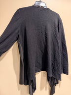 INC International Concepts 1X Black Faux Suede Fringe Open Front Cardigan