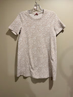Women’s Short Sleeve Animal Print T- shirt dress - Beige