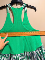 Daily Practice Green Striped Mixed Media Swing Dress Tunic Lagenlook M