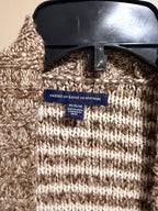 American Eagle Fair Isle Long Cardigan Sweater Brown Cream Boho M