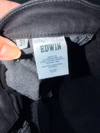 EDWIN Bree Black High Rise Straight Jeans Raw Hem Size 31