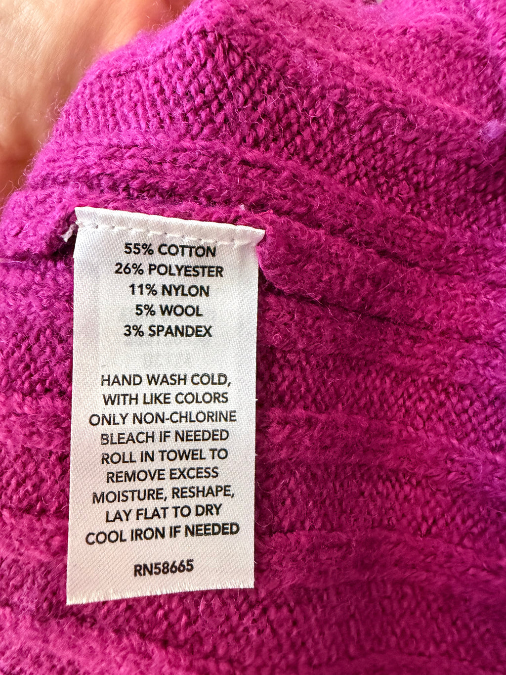 Open Edit Ribbed Turtleneck Sweater XS Magenta Pink Wool Blend Oversized