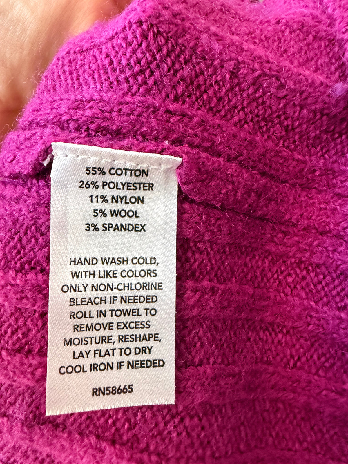 Open Edit Ribbed Turtleneck Sweater XS Magenta Pink Wool Blend Oversized