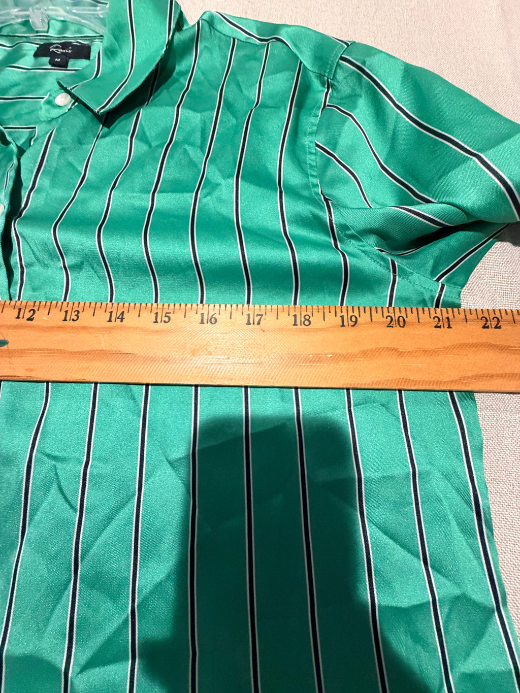 Rails Women’s Green White Striped Button Down Shirt Size M