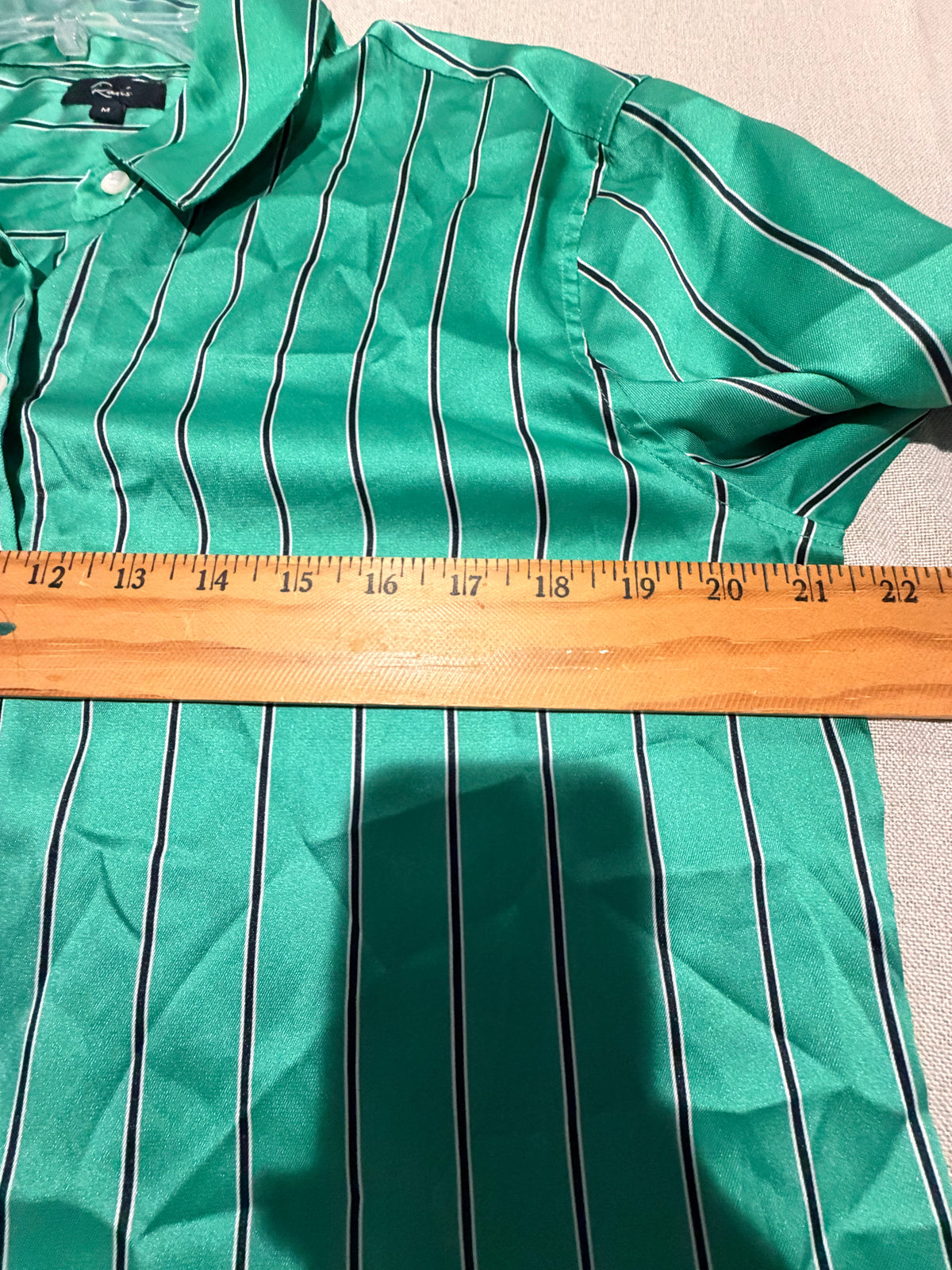 Rails Women’s Green White Striped Button Down Shirt Size M