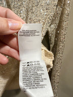Lucky Brand Sequin Top S Champagne Silver Long Sleeve Holiday Party