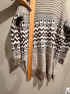 American Eagle Fair Isle Long Cardigan Sweater Brown Cream Boho M
