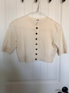 Free People Cashmere Cream Short Sleeve Cardigan Button S/M