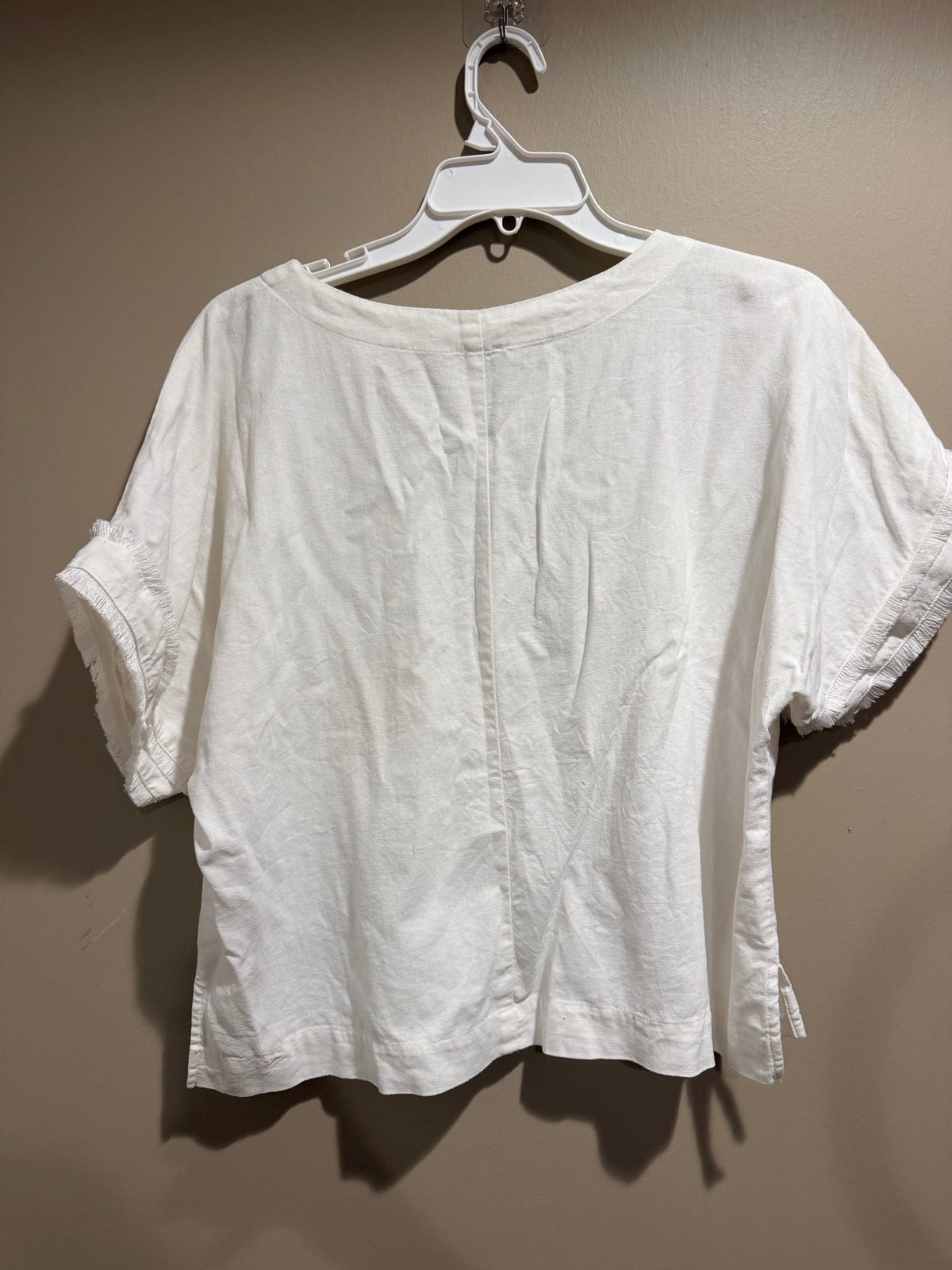 Anne Klein White Short Sleeve Linen-Blend Tee