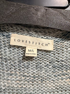 Lovestitch Wool Blend Long Cardigan Duster Blue Cream M/L