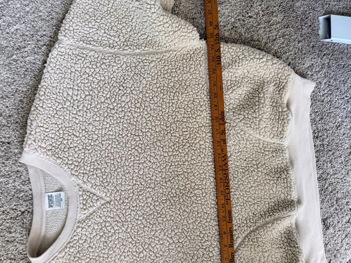PINK Victoria’s Secret Sherpa Teddy Fleece Crewneck Sweatshirt S