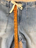 Judy Blue Jeans 9/29 Drawstring Waist Patch Pocket Relaxed Boyfriend Denim