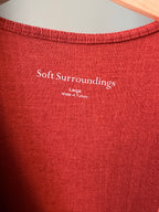 Soft Surroundings Large Rust Ribbed Ring Detail Wrap Maxi Dress Long Sleeve