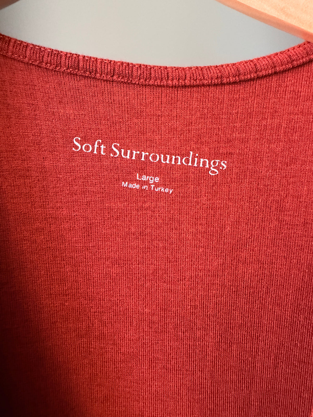 Soft Surroundings Large Rust Ribbed Ring Detail Wrap Maxi Dress Long Sleeve