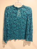 Cato Teal Lace Long Sleeve Blouse