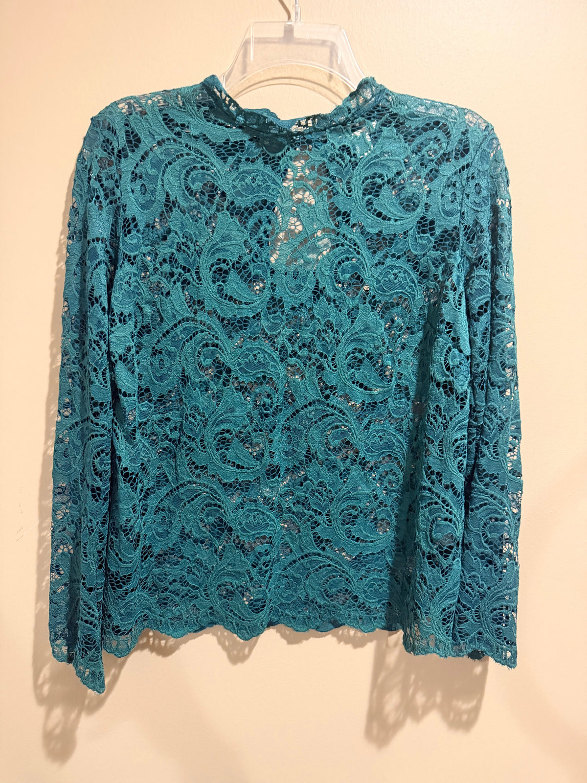Cato teal lace long sleeve blouse