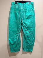 Free People Sample Barrel Jeans Green Wide Leg Size 29 Rare